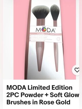 Moda 2-Piece Powder & Highlight Brush Set - Rose Pink Handles
